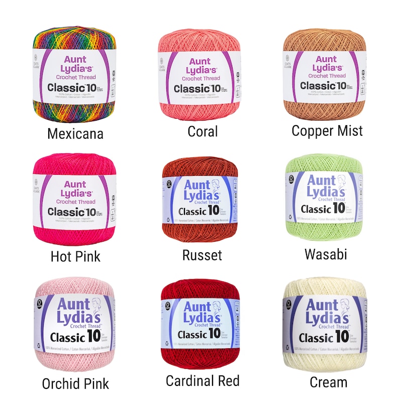 Aunt Lydia's Crochet Thread Crochet Yarn Classic Size 10 Etsy