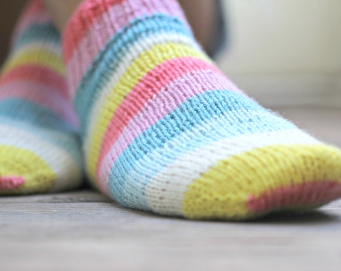 Knit ankle socks, striped socks, wool socks for women lollipop sweet, gift for her