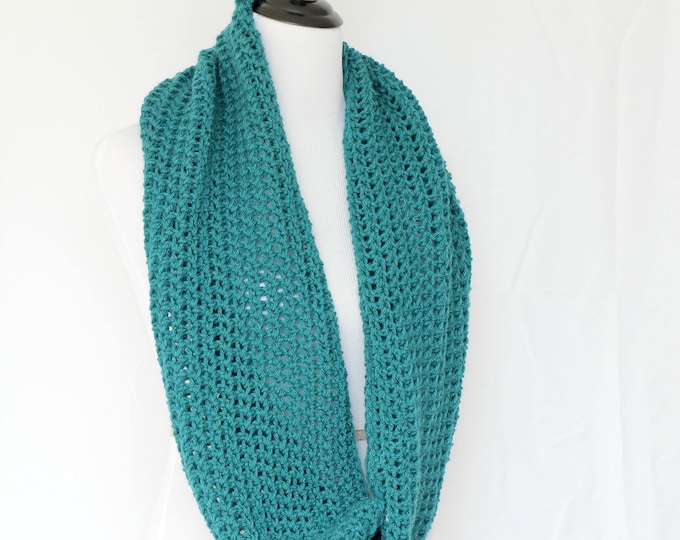 Crochet cowl, infinity scarf, knit cowl, large cowl, loop scarf, infinity loop, crochet scarf, teal cowl