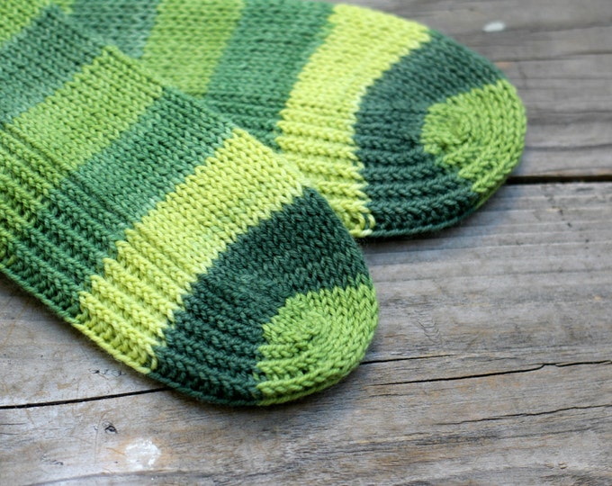 Knit socks, striped socks, ankle socks for women forest green socks, gift for her