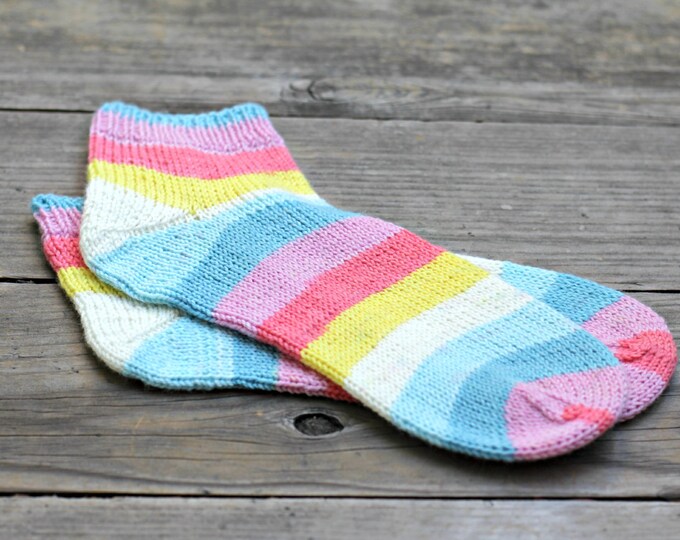 Knit ankle socks, striped socks, wool socks for women lollipop sweet, gift for her