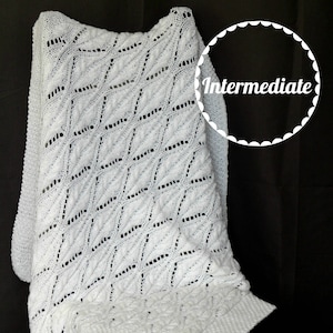 Knitting Pattern - Knit baby blanket, knitting pattern, newborn blanket, knitting tutorial, lace blanket, baby shower gift, Vinton blanket