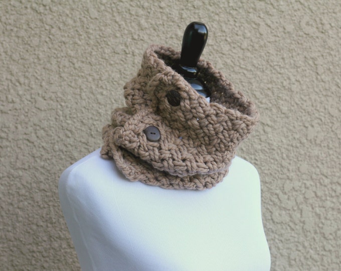 Chunky knit cowl mothers day gift scarf barley beige sand knit neckwarmer knit cowl