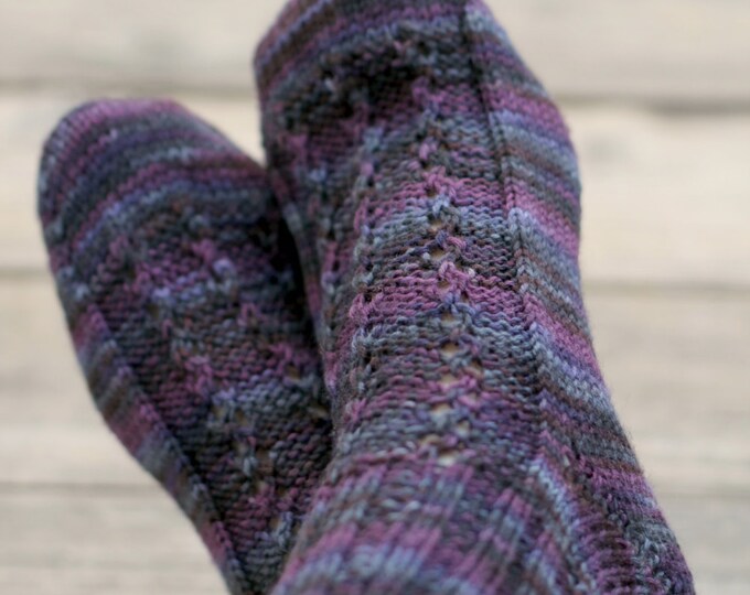 Knit socks for women, wool socks, knit leg warmers, knitted socks, purple knit socks, gift for her