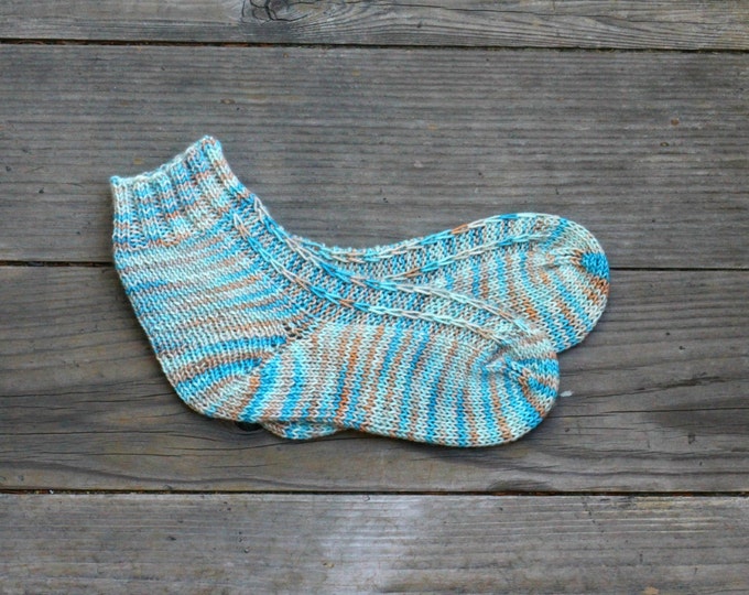 Knit socks for women, knit leg warmers, knitted socks, blue knit socks, gift for her