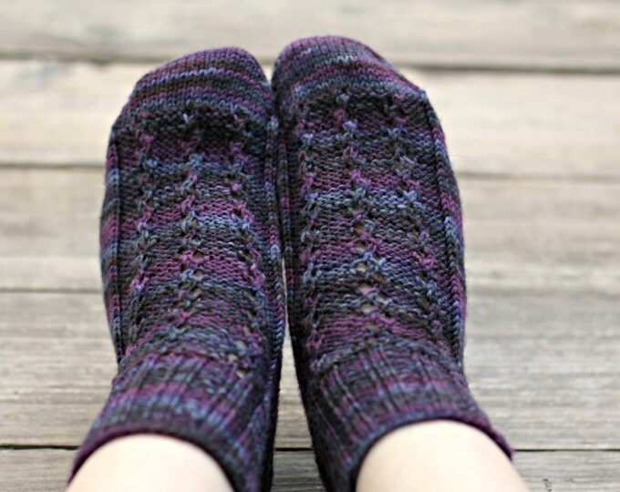 Knit socks for women, wool socks, knit leg warmers, knitted socks, purple knit socks, gift for her