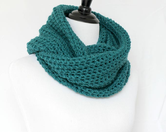 Crochet cowl, infinity scarf, knit cowl, large cowl, loop scarf, infinity loop, crochet scarf, teal cowl