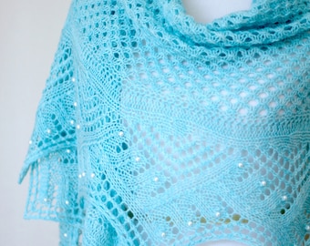 Modèle de tricot - Modèle de châle en tricot, modèle de tricot, Châle émeri, Châle en dentelle bleu châle, tutoriel, modèle, PDF