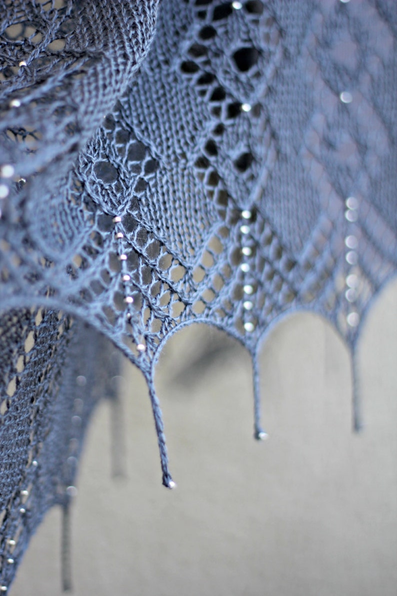 Knit shawl knitting pattern Morning Dew shawl with seed Etsy