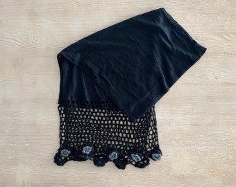 Keepsake crochet scarf, crochet poncho, wrap, coverup, black lace wrap