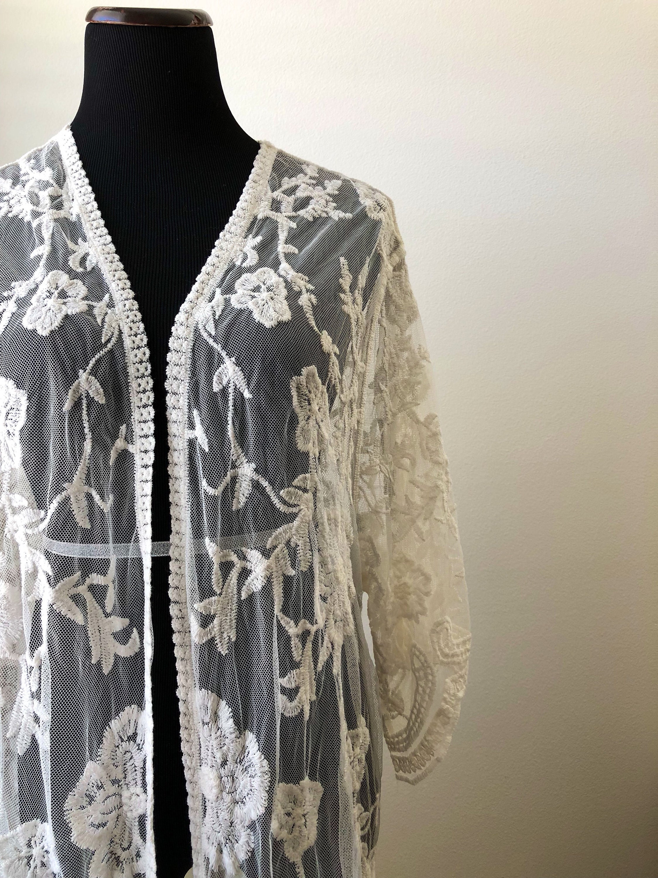 Dwell on Dreams Embroidered Lace Coverup Boho Kimono - Etsy