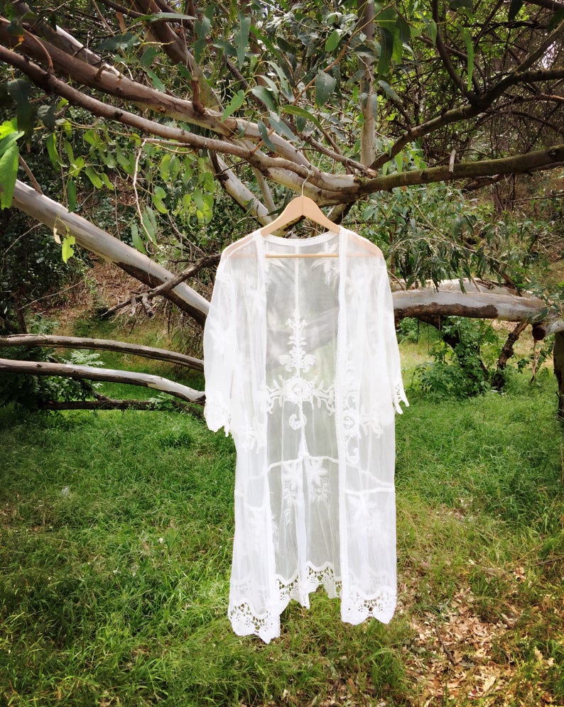 Dream Catcher Lace Kimono Boho lace cardigan Boho Lace Robe | Etsy