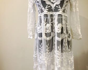 Be My Valentine Lace Kaftan dress, Bohemian lace dress, Boho sheer tunic dress, Boho lace dress, Boho lace tunic, wedding dress, bridal