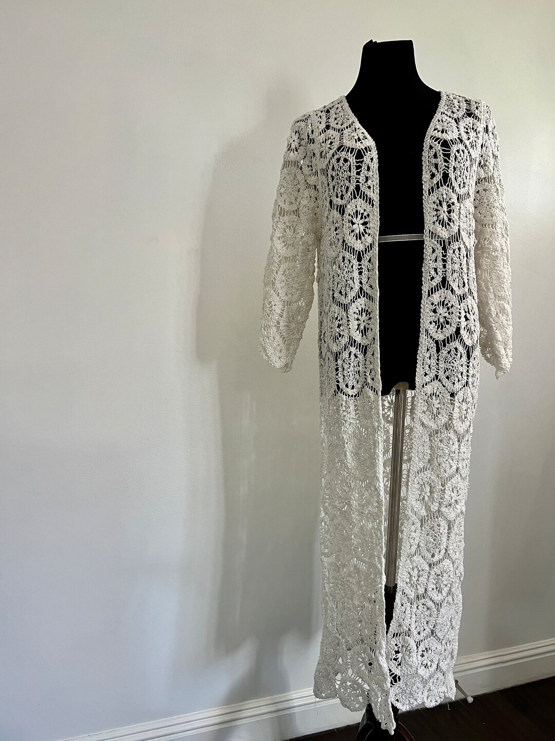 Boho Lace Maxi Robe, Lace Robe, Bridal Lace Lingerie, Bridal Robe ...