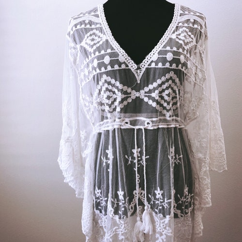 Boho Lace Kaftan Bohemian Lace Tunic Boho Lace Cover Up - Etsy