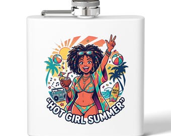 Hot girl summer Stainless Steel Flask, 6oz