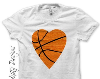 Digital File, Iron Basketball Shirt, Basketball Heart Iron on Transfer, Boys Sports Tshirt, Toddler Orange Clothes, Baby Basketball Outfit