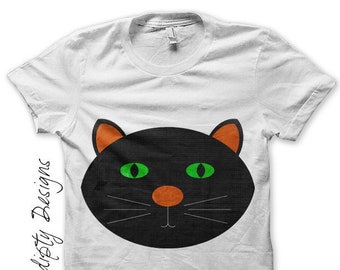 Digital File, Black Cat Iron on Transfer, Iron on Kids Shirt, Baby Halloween Outfit, Toddler Black Cat Clothes, Halloween Childrens Clothing