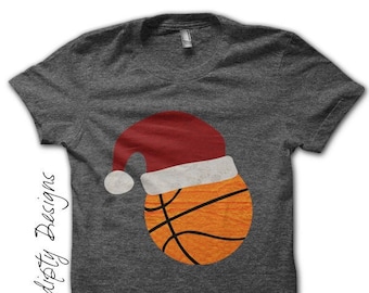 Digital File, Basketball Iron on Transfer, Iron on Christmas Shirt, Boys Christmas Outfit, Santa Basketball T-Shirt, Kids Orange Clothing