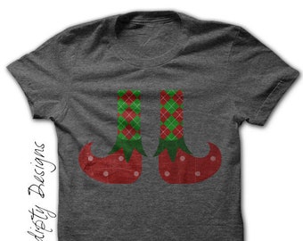 Digital File, Christmas Iron on Transfer, Iron on Elf Shoes Tshirt, Christmas Elf Shirt, Baby Boy Christmas Outfit, Kids Girls Clothing