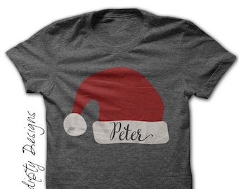 Digital File, Christmas Iron on Transfer, Iron on Santa Hat Shirt, Christmas Shirt for Boys, Toddler Santa Shirt, Christmas Pajamas