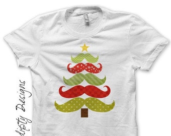 Digital File, Iron on Christmas Shirt, Mustache Tree Iron on Transfer, Baby Mustache Christmas Tree Shirt, Matching Christmas Outfit Boys