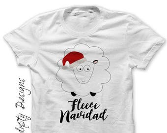 Digital File, Kids Christmas Shirt, Fleece Navidad Iron on Transfer, Funny Mens Christmas Tshirt, Sheep Christmas, Toddler Christmas Outfit