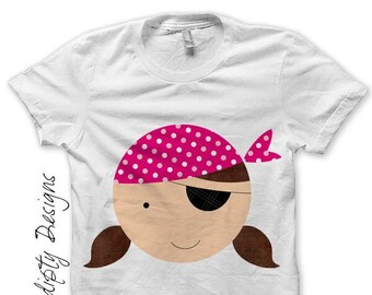 Digital File, Girl Pirate Iron on Transfer, Kids Girl Clothing Shirt, Pirate Pink Birthday Party Tshirt, Talk Like a Pirate Day, Baby Cloth