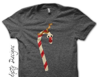 Digital File, Reindeer Iron on Transfer, Christmas Shirt Design, Christmas Boy Clothing, Reindeer Shirt School, Cute Kids Clothes Candy Cane