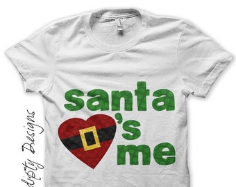 Digital File, Santa Iron on Transfer, Iron on Christmas Shirt, Boys Christmas Outfit, Santa Loves Me Kids Shirt, DIY Christmas Baby Clothes