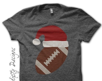 Digital File, Iron on Football Shirt, Santa Hat Transfer Christmas Outfit for Girls, Kids Boys Clothing Tshirt, Toddler Christmas Football