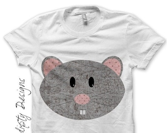 Digital File, Mouse Iron on Shirt, Animal Iron on Transfer, Grey Girls Mouse Shirt, Gender Neutral Baby Clothes, Boutique Toddler Clothing