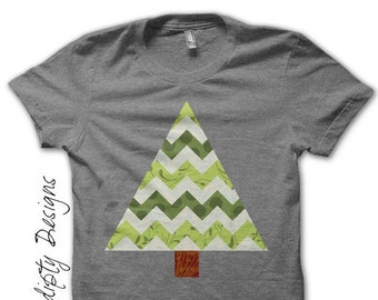 Digital File, Spring Shirt, Chevron Tree Iron on Transfer, DIY  Girls Tree Shirt Design, Kids Boys Clothing Tops, Christmas Shirt for Boys