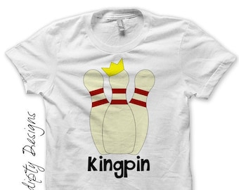 Digital File, King Pin Iron on Shirt, Bowling Iron on Transfer, Mens Bowling Shirt, Kids Birthday Party Favor, Toddler Bowling Kingpin Shirt