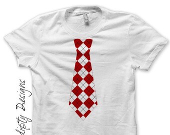 Digital File, Boys and Men. Red Tie Iron on Transfer, Baby Boy Tie Shirt, Argyle Red Tie, Toddler Boys Tshirt, Kids Valentines Day Shirt