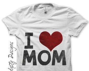Digital file, Iron on Mom Shirt, Daughter Iron on Transfer, Kids Girls Clothing Tops, Mothers Day Shirt, Toddler Son Clothes, Love Mom Tee