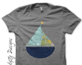 Digital file, Sailboat Iron on Shirt, Kids Iron on Transfer, Sail Boat Nursery Decor, Sailboat Shirt, Kids Toddler Clothing Tshirt, Sailing