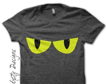 Digital File, Iron on Halloween Shirt, Spooky Eyes Iron on Transfer, Cute Halloween Baby Tshirt, Toddler Boys Clothing, Yellow Eyes