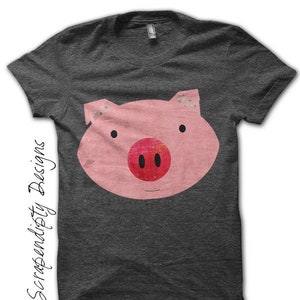Digital File, Pink Pig Iron on Transfer, Farm Animals Iron on Tshirt, Girls Pig Shirt, DIY Hippie Baby Clothes, Kids Boys Clothing Top