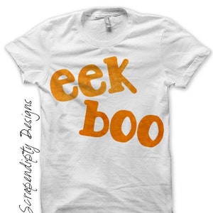 Arquivo digital, camisa de ferro de Halloween, transferência de ferro Eek Boo, camisa infantil de Halloween, roupa de bebê assustadora de Halloween, roupas fofas de criança