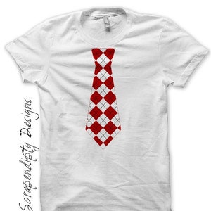 Digital File, Boys and Men. Red Tie Iron on Transfer, Baby Boy Tie Shirt, Argyle Red Tie, Toddler Boys Tshirt, Kids Valentines Day Shirt image 1