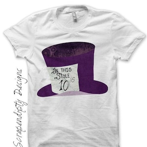 Digital File, Mad Hatter Iron on Transfer, Story Book Iron on, Purple Alice In Wonderland Shirt, Womens Tshirt, Kids Boys Clothing Tshirt