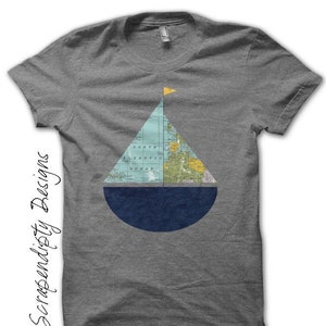 Digital file, Sailboat Iron on Shirt, Kids Iron on Transfer, Sail Boat Nursery Decor, Sailboat Shirt, Kids Toddler Clothing Tshirt, Sailing image 1