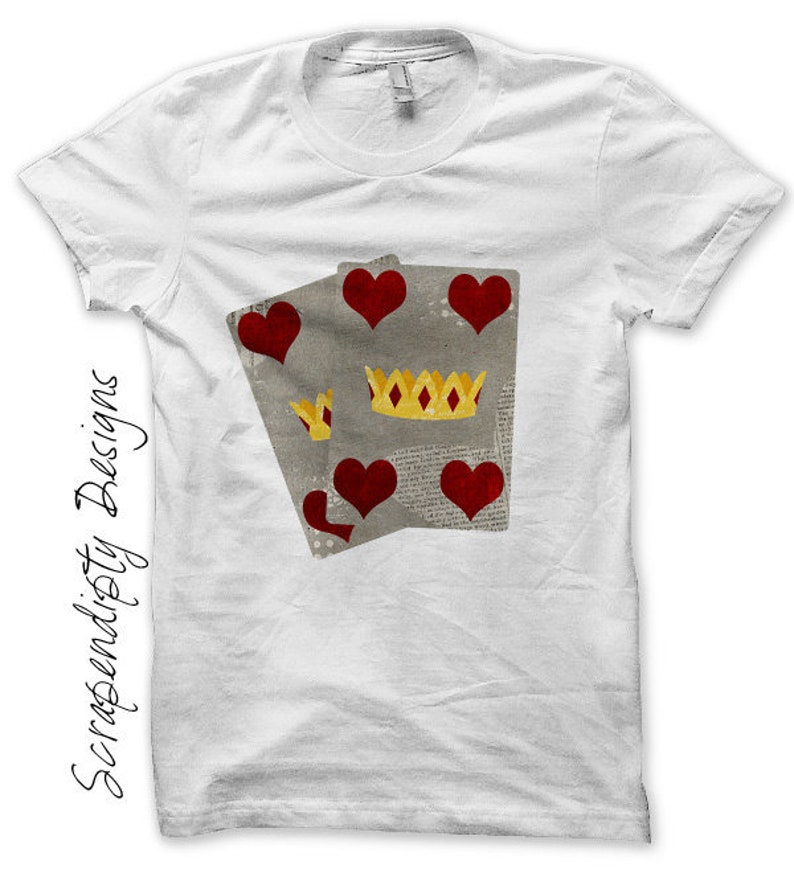 Digital File, Queen of Hearts Iron on Transfer, Cards Iron on Shirt, Alice in Wonderland Tshirt, KIds Girls Clothing Tops, Wonderland image 1