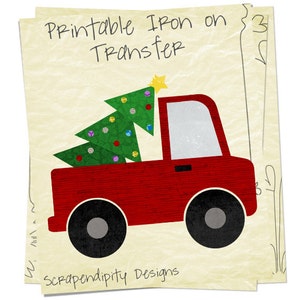 Digital File, Christmas Outfit Iron on Transfer, Truck Shirt, Christmas Tree Truck TShirt, Girls Holiday Kids Clothing, Boys Christmas Shirt image 3