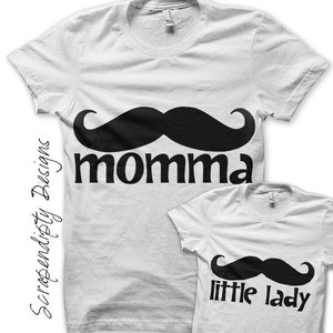 Digital File, Mother Daughter Iron on Transfer, Mustache Iron on Shirt, Mom Mustache Shirt, Momma Little Lady Shirt, Mother's Day Tshirt