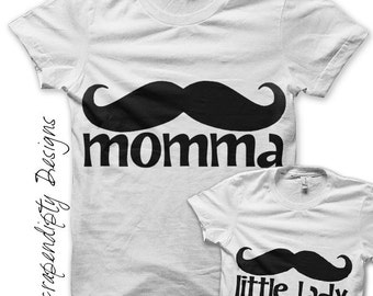 Fichier numérique, mère fille fer sur transfert, moustache fer sur chemise, maman moustache chemise, maman petite dame chemise, t-shirt fête des mères