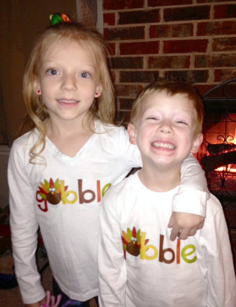 Gobble Iron on Transfer Tee Iron on Thanksgiving Shirt Thanksgiving Outfits Baby Girl Kids Boys Turkey Shirt Gobble Dress