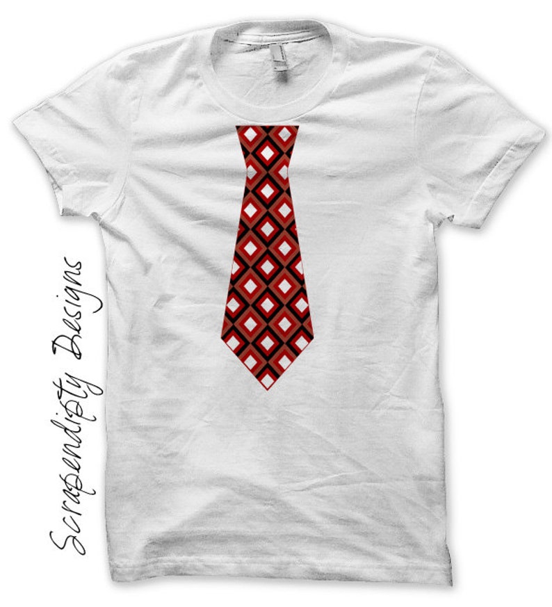 Digital File, Boys and Men. Red Tie Iron on Transfer, Baby Boy Tie Shirt, Argyle Red Tie, Toddler Boys Tshirt, Kids Valentines Day Shirt image 2