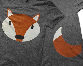 Digital File, Iron Fox Shirt, Fox Tail Iron on Transfer, Red Fox Kid Shirt, Fox and Tail Adult Tshirt, Funny Baby Clothes, Halloween Costume